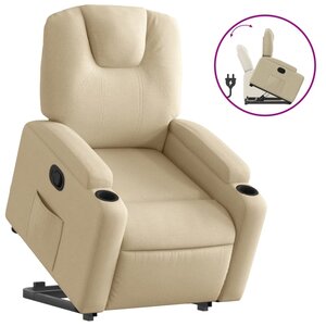 vidaXL Fauteuil inclinable Crème Tissu