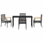 vidaXL Ensemble de salle à manger pour jardin 5 Pièces Noir polyrotin