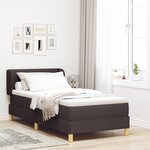 Lit sommier avec matelas vidaXL en marron foncé  90x200 cm  tissu