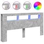 vidaXL Tête de lit à LED gris béton 200x18 5x103 5cm bois d'ingénierie