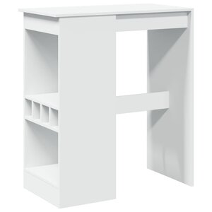 vidaXL Table de bar avec étagères blanc bois d'ingénierie