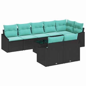 vidaXL Ensemble de Canapés avec coussin 9 Pièces Noir polyrotin