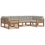 vidaXL Ensemble de canapés d'extérieur 6 pc Gris Naturel et Clair