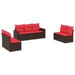 vidaXL Salon de jardin avec coussins 7 Pièces marron résine tressée