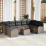 vidaXL Ensemble de canapé de jardin 10 Pièces Gris