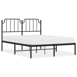 vidaXL Cadre de lit métal sans matelas avec tête de lit noir 135x190cm