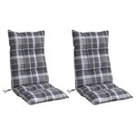 vidaXL Coussins de chaise à dossier haut lot de 2 motif carreaux gris