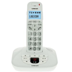 Logicom Confort 155T Téléphone Sans Fil Répondeur Blanc Senior