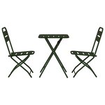 Set de bistrot pliant 3 pièces vert foncé en acier