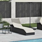 vidaXL Chaise longue pliante coussin et rangement noir résine tressée