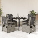 vidaXL Ensemble à manger de jardin et coussins 5 Pièces gris clair rotin