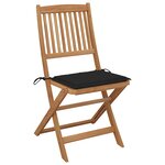 vidaXL Chaises pliables de jardin lot de 2 avec coussins Bois d'acacia