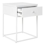 Table d'appoint 1 tiroir blanc cadre blanc 40 x 40 x 55 cm