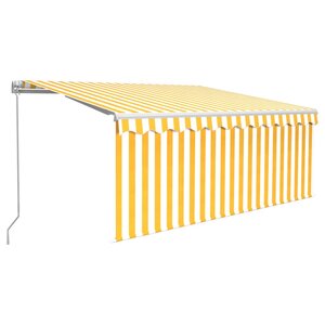 vidaXL Auvent rétractable manuel avec store 3 5x2 5 m Jaune et blanc