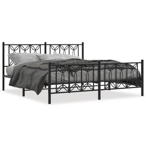 vidaXL Cadre de lit métal sans matelas avec pied de lit noir 180x200cm