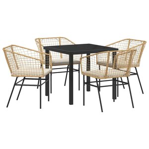 vidaXL Ensemble de salle à manger pour jardin 5 Pièces Marron polyrotin
