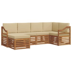 vidaXL Ensemble de canapés d'extérieur 6 pc Naturel et Beige Polyester