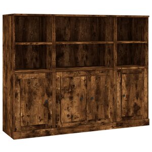 vidaXL Buffets 3 Pièces chêne fumé bois d'ingénierie