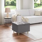 vidaXL Pouf de rangement avec coussin Gris 60 x 60 x 45 cm Simili cuir