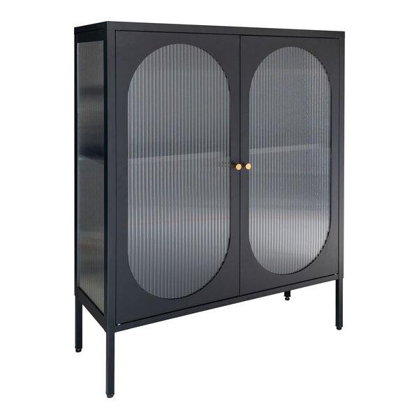 Vitrine noire avec porte en verre ondulé 90 x 35 x 110 cm