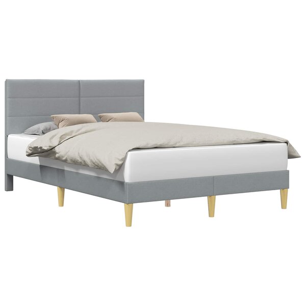 vidaXL Cadre de lit avec tête de lit Gris clair 140 x 190 cm Tissu