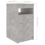 vidaXL Armoire à tiroirs Gris béton 40x50x76 cm Bois d'ingénierie