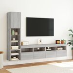 vidaXL Unités murales TV avec LED 4 Pièces gris sonoma bois d'ingénierie