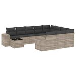 vidaXL Salon de jardin 11 Pièces avec coussins gris clair résine tressée