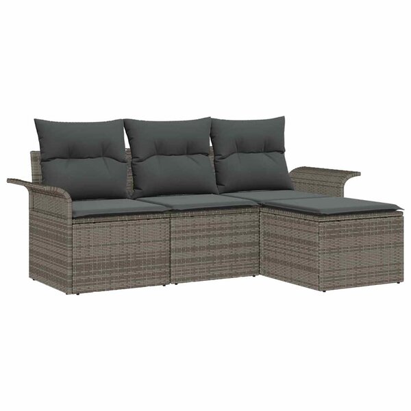 vidaXL Ensemble de canapé de jardin 4 Pièces Gris 55 x 55 x 37cm
