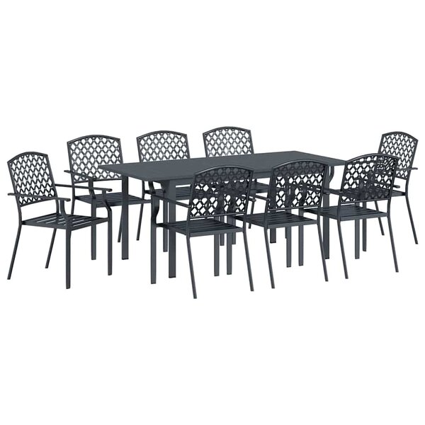 vidaXL Ensemble de salle à manger pour jardin 9 Pièces Anthracite Acier