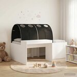vidaXL Cadre de lit avec tunnel 3 Pièces Blanc et noir Bois d'ingénierie
