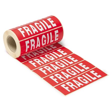 Étiquette d'expédition autocollante Edge «FRAGILE - Manipuler avec  précaution», bilingue, rouge / blanc, 3 po x 5 po, rouleau de 500 étiquettes