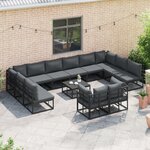 vidaXL Ensemble de canapé de jardin 13 Pièces Noir 70 x 70 x 32 cm