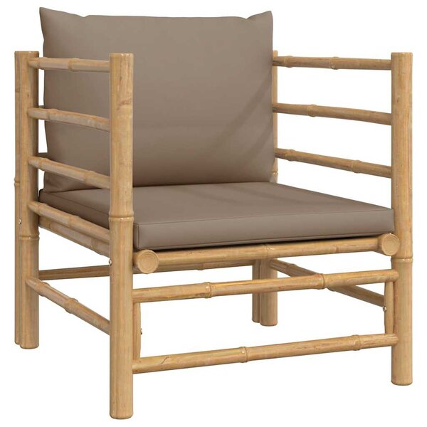 vidaXL Canapé de jardin avec coussins taupe bambou