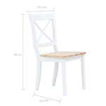 vidaXL Chaises à manger lot de 2 blanc et bois clair bois hévéa massif
