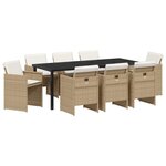 vidaXL Ensemble de salle à manger pour jardin 9 pc Beige polyrotin