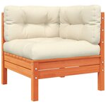 vidaXL Salon de jardin 3 Pièces avec coussins cire marron bois pin massif