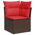 vidaXL Salon de jardin avec coussins 7 Pièces gris résine tressée acacia