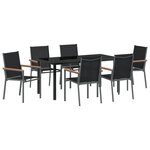 vidaXL Ensemble de salle à manger de jardin 7 pièces en textilène noir et acier