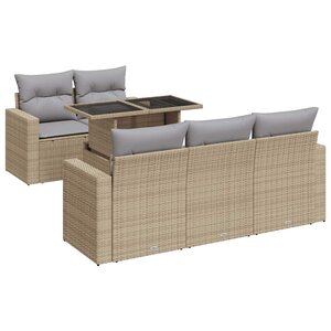 vidaXL Salon de jardin avec coussins 6 Pièces beige résine tressée