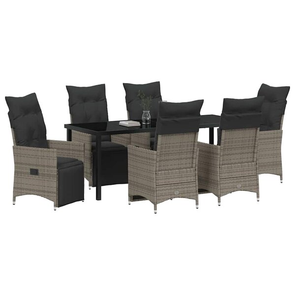 vidaXL Ensemble de salle à manger pour jardin 7 Pièces Gris polyrotin