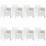 vidaXL Ensemble de salle à manger pour jardin 9 Pièces Blanc Rattan Polt