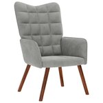 vidaXL Fauteuil relax avec tabouret en velours gris clair