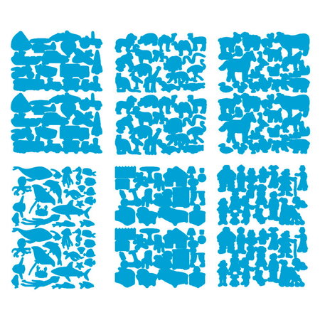 Loisirs créatifs enfants - 6 planches gommettes basiques - multiformes bleues