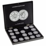 Coffret noir pour 20 pièces de 1 once argent Maple Leaf.