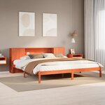 vidaXL Lit bibliothèque sans matelas cire marron 200x200 cm pin massif