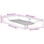 vidaXL Cadre de lit surélevé Marron 90 x 220 cm Bois massif en pin