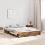 vidaXL Cadre de lit avec rangement Bois ancien 140 x 200 cm