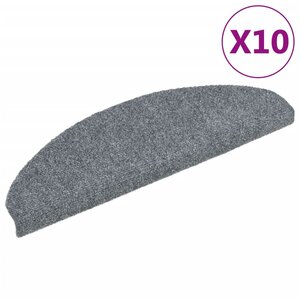 vidaXL Tapis d'escalier autocollants 10 pièces 65 x 21 x 4 cm Gris clair Demi-rond Grand