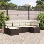 vidaXL Ensemble de canapé de jardin avec coussin 6 Pièces Marron et crème